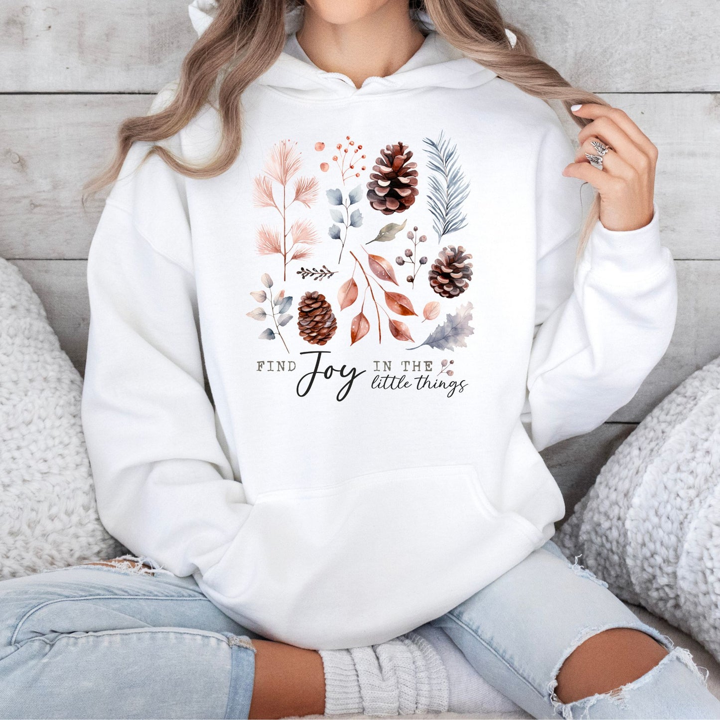 Winter Woodland's Find Joy Pullover Pocket Hoodie